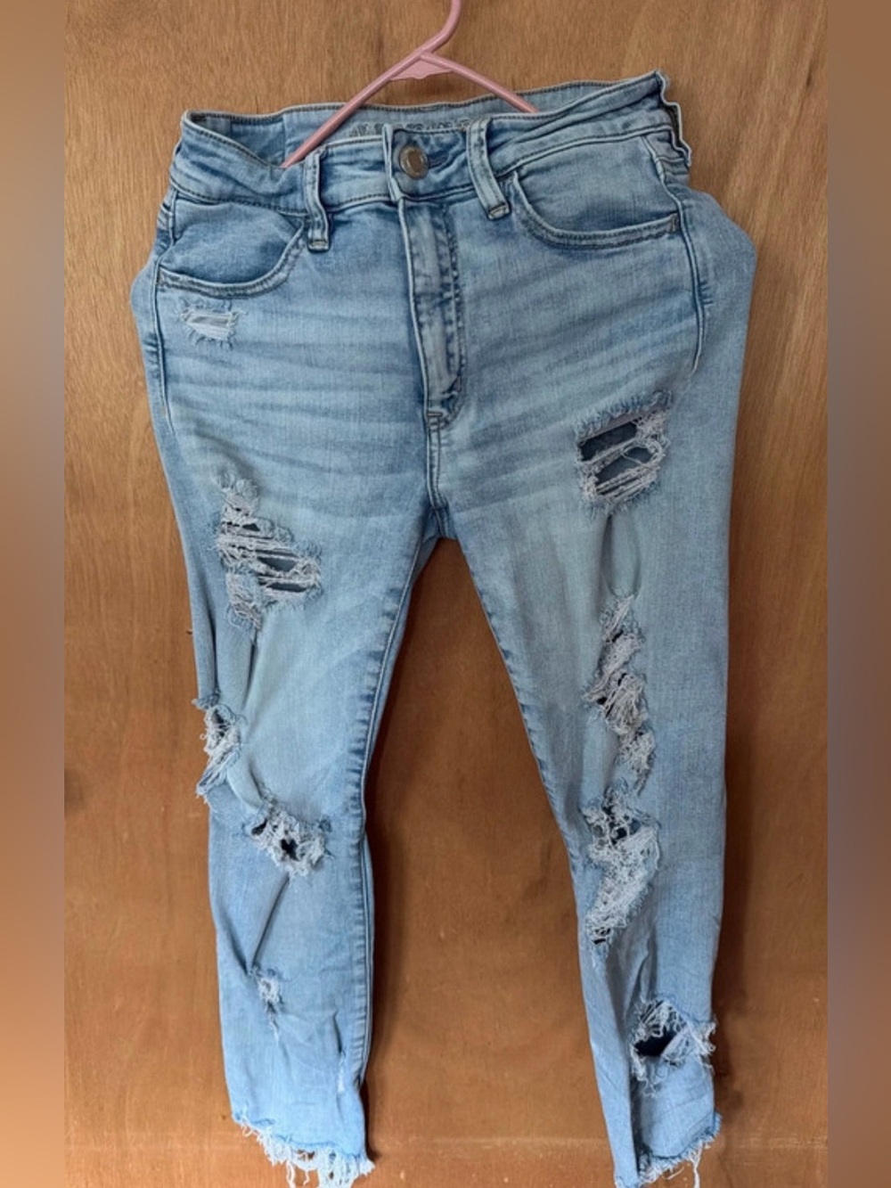 American Eagle Outfitters Light Blue Distressed Skinny Jeans